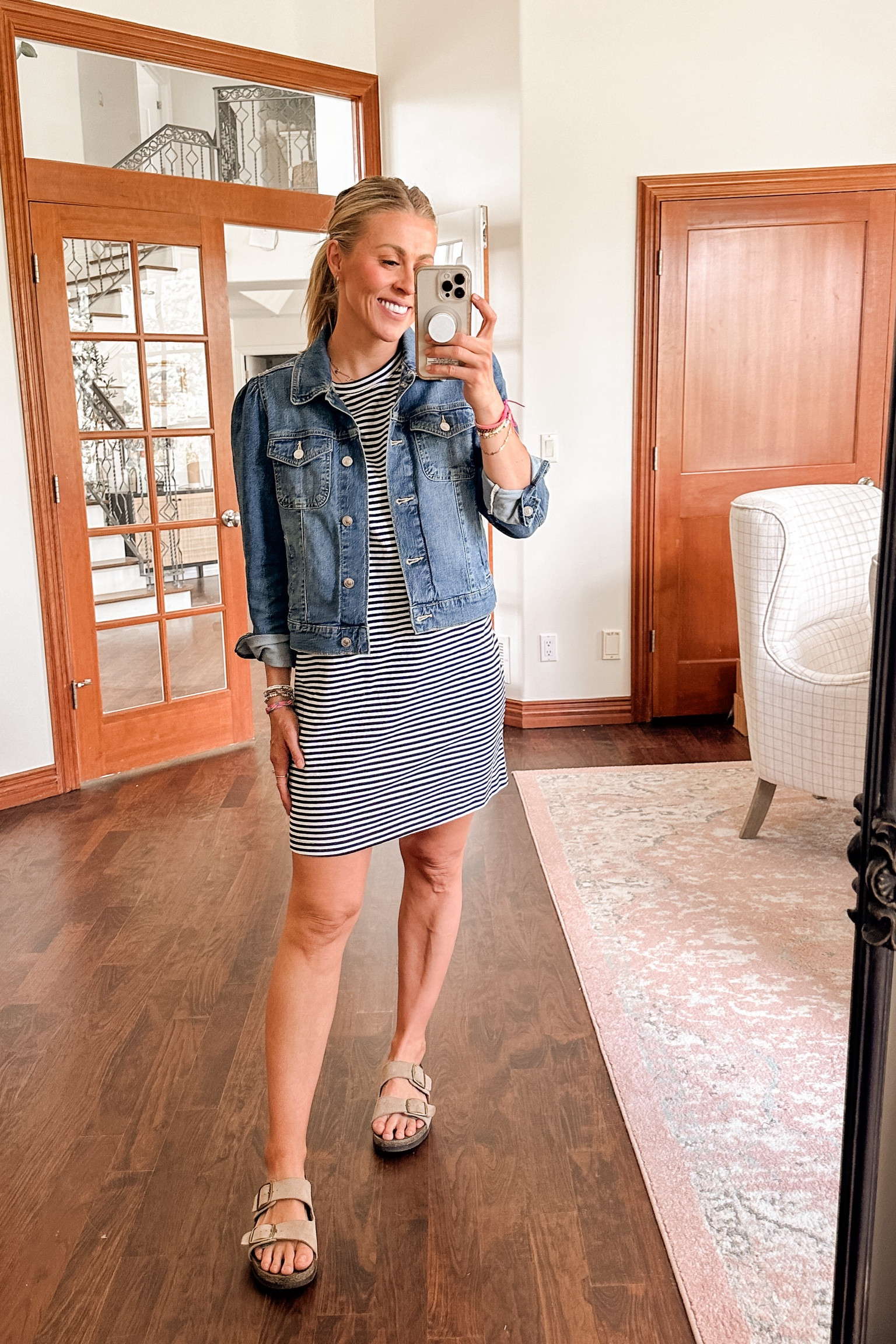 Wearing small in this t-shirt dress from Walmart. Medium in the denim jacket  

#LTKWorkwear #LTKSaleAlert #LTKFindsUnder50