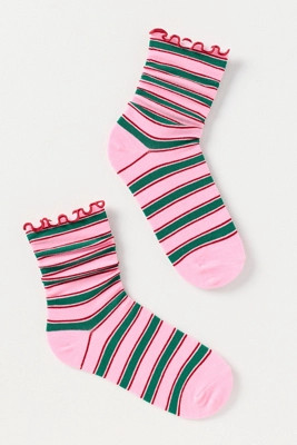 Ruffle Stripe Crew Socks | Anthropologie (US)