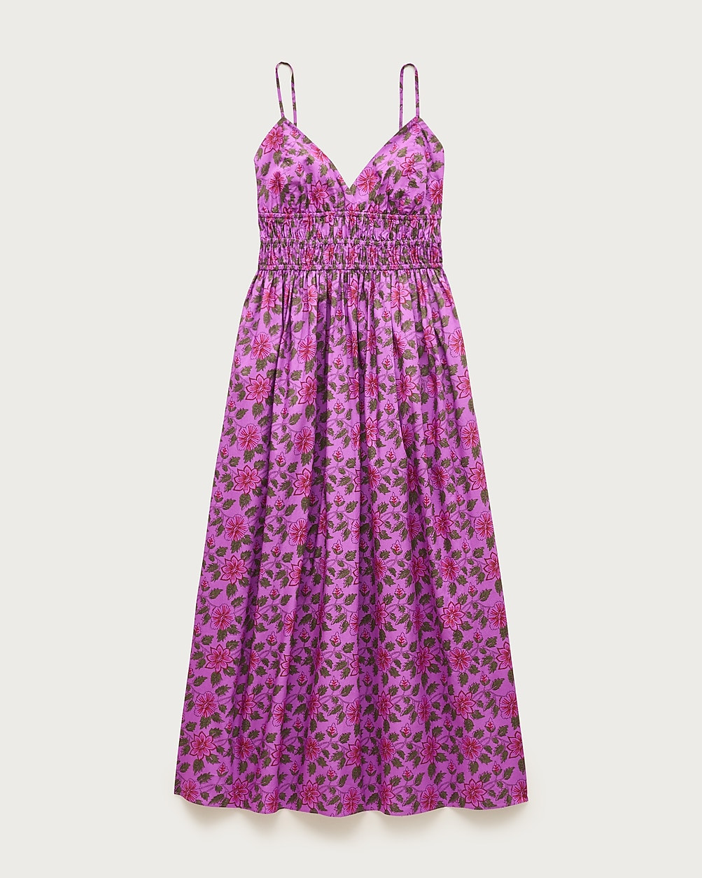 Smocked-waist V-neck dress in iris floral | J. Crew US