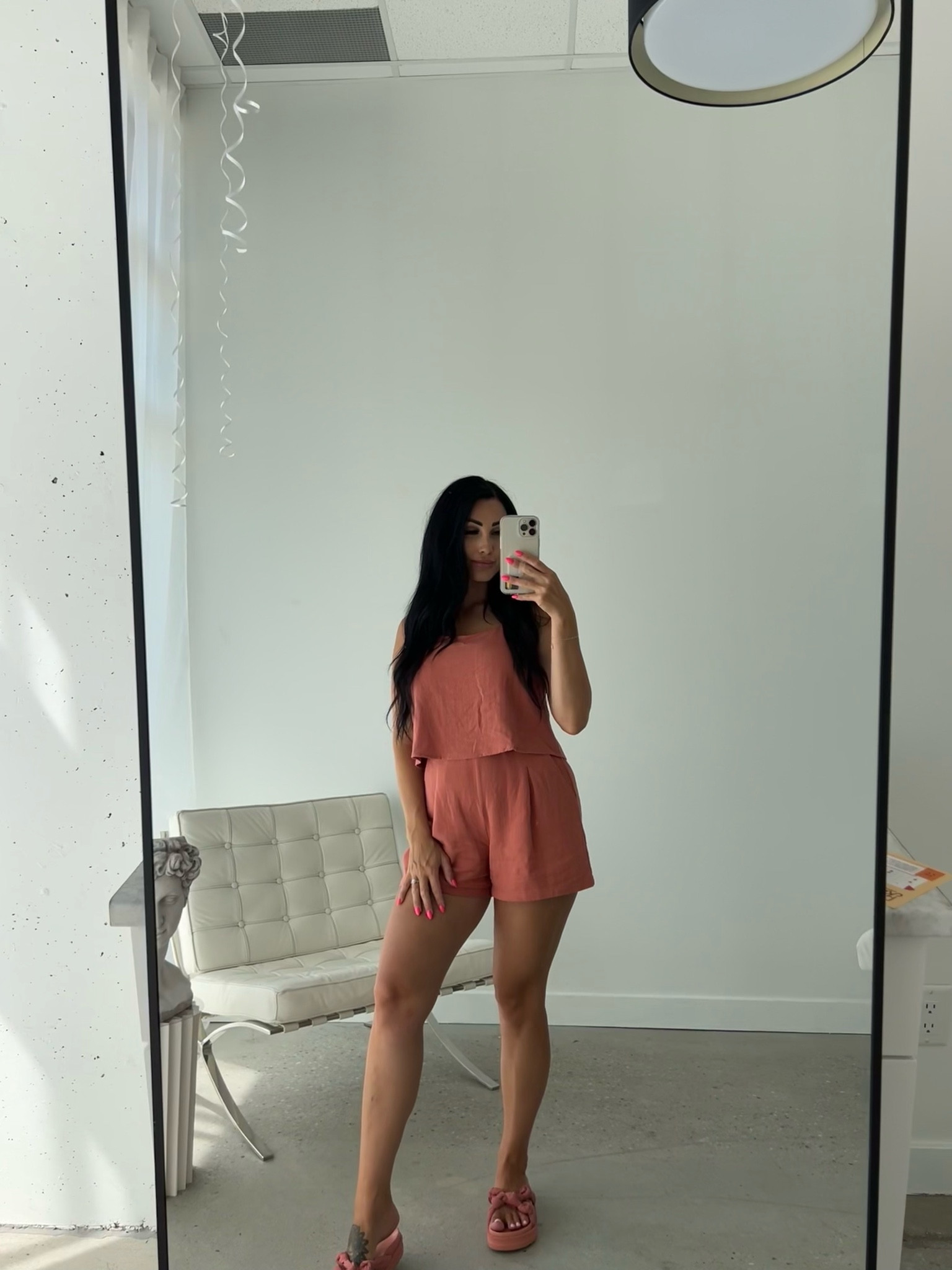 Cutie little matching summer set! ☀️ Outfit color is rust! 