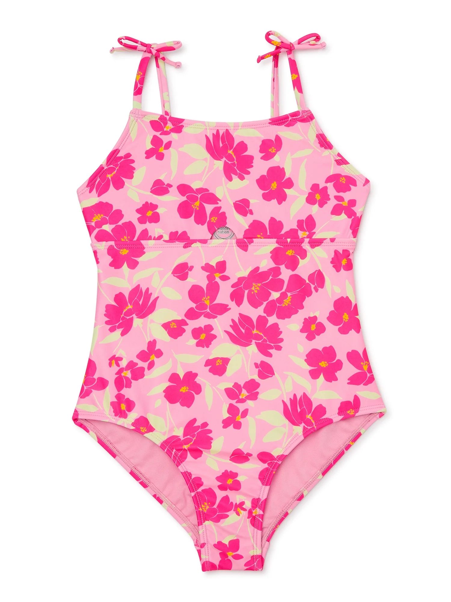 Wonder Nation Girls Keyhole One-Piece Swimsuit with UPF 50, Sizes 4-18 & Plus | Walmart (US)