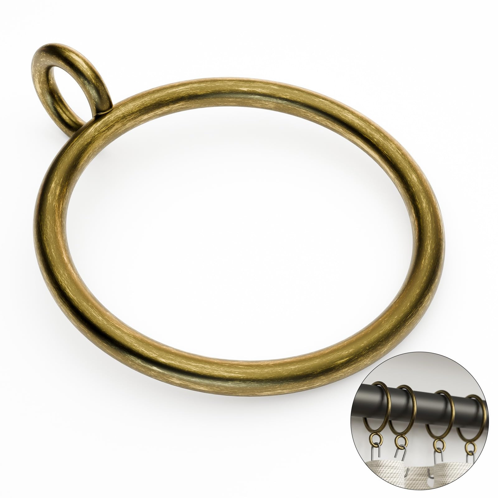 50 Pack Bronze Metal Curtain Rings with Eyelets, 1.5 inch Inner Diameter Drapery Rings Apply for ... | Amazon (US)