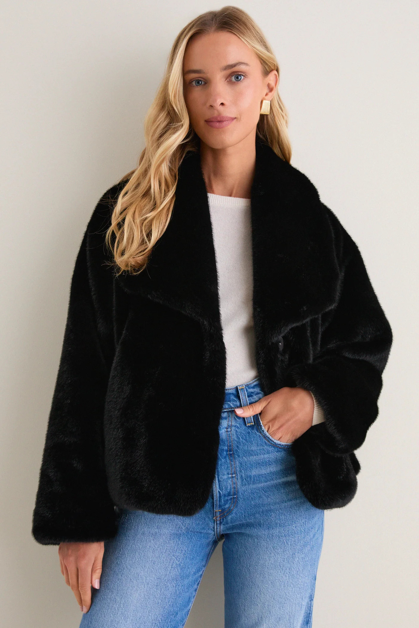Black Faux Fur Haddon Jacket | Tuckernuck (US)