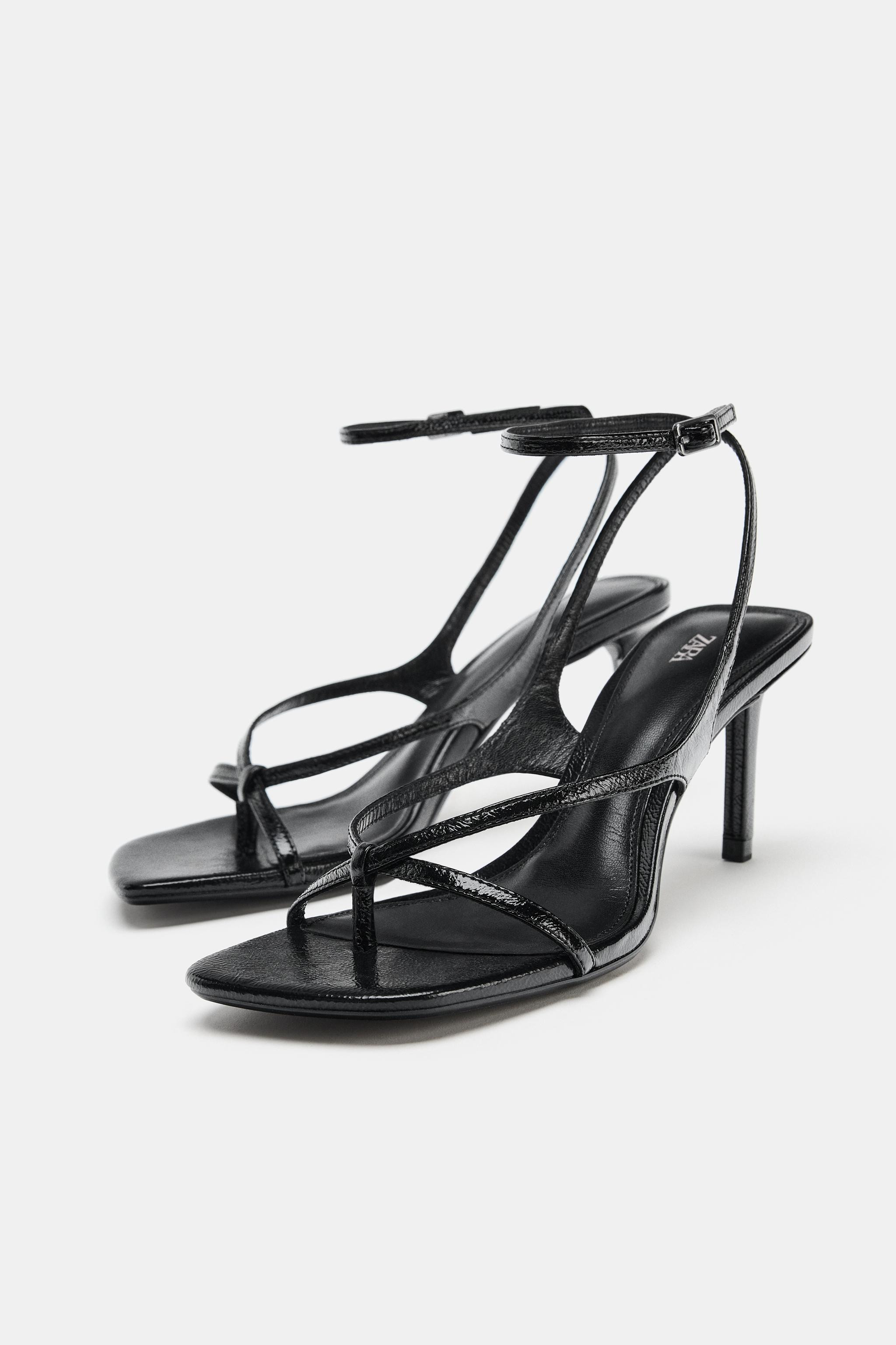 LEATHER HIGH-HEEL SANDALS | Zara UK