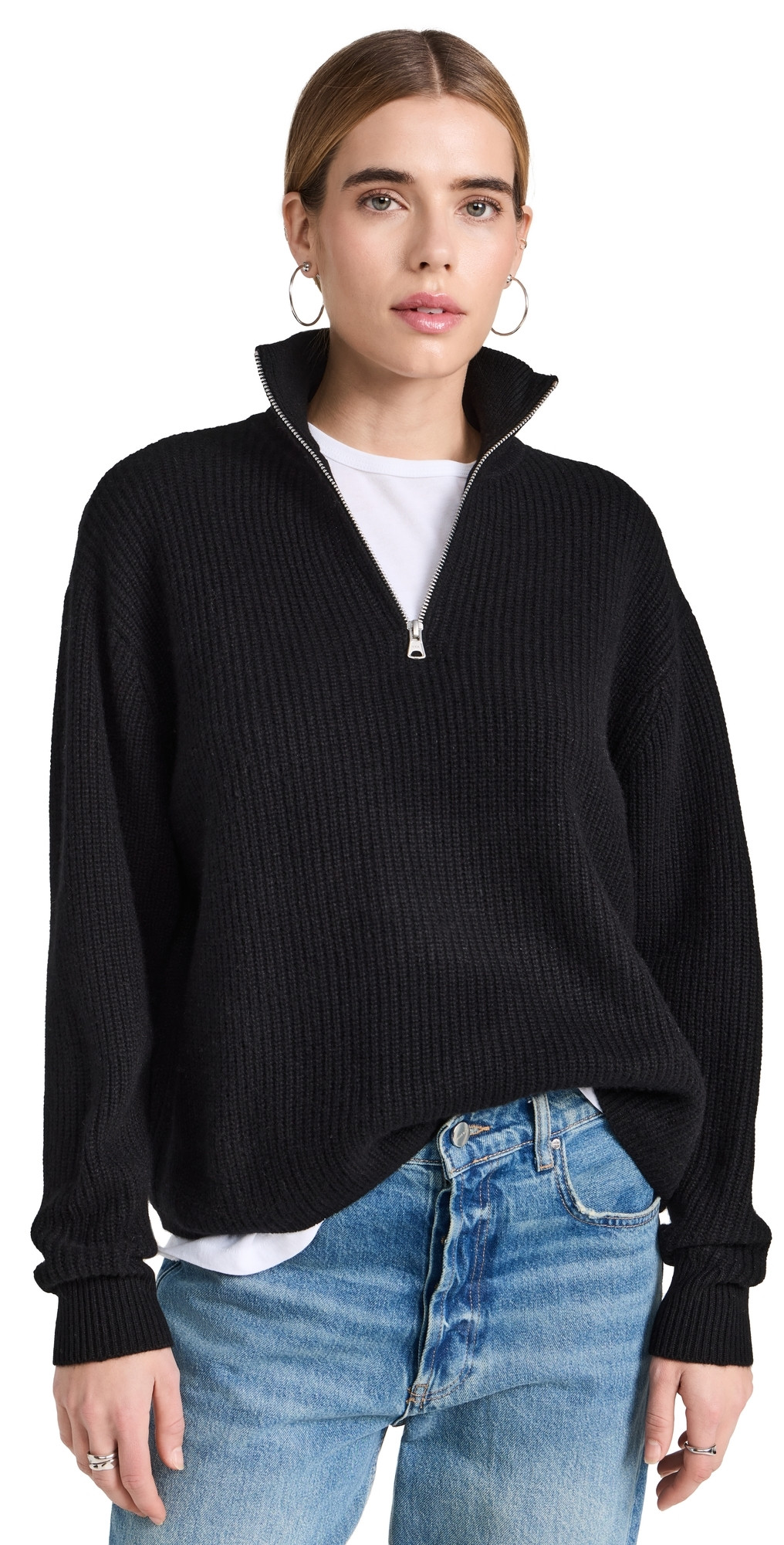 Jenni Kayne Cashmere Half Zip Black S | Shopbop