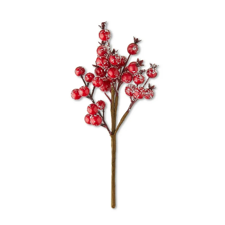 Frosted Red Berry Christmas Pick, 9 in, by Holiday Time | Walmart (US)