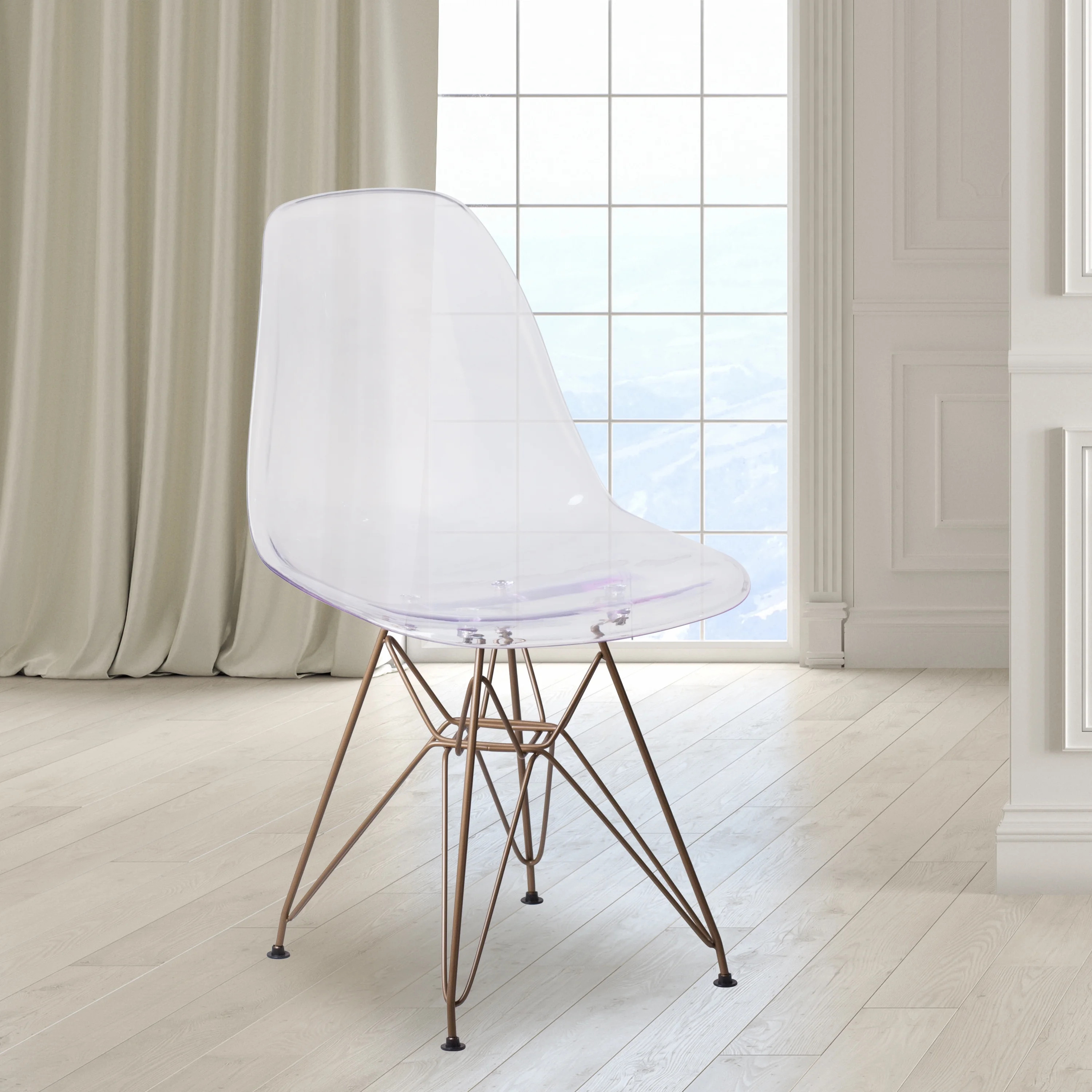 Flash Furniture Elon Series Ghost Chair with Gold Metal Base - Walmart.com | Walmart (US)