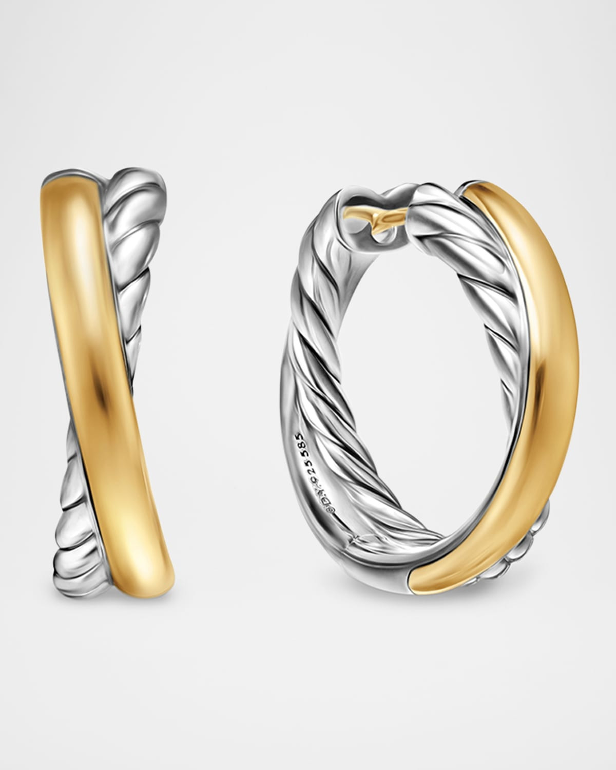 7mm DY Crossover Hoop Earrings in Silver | Neiman Marcus