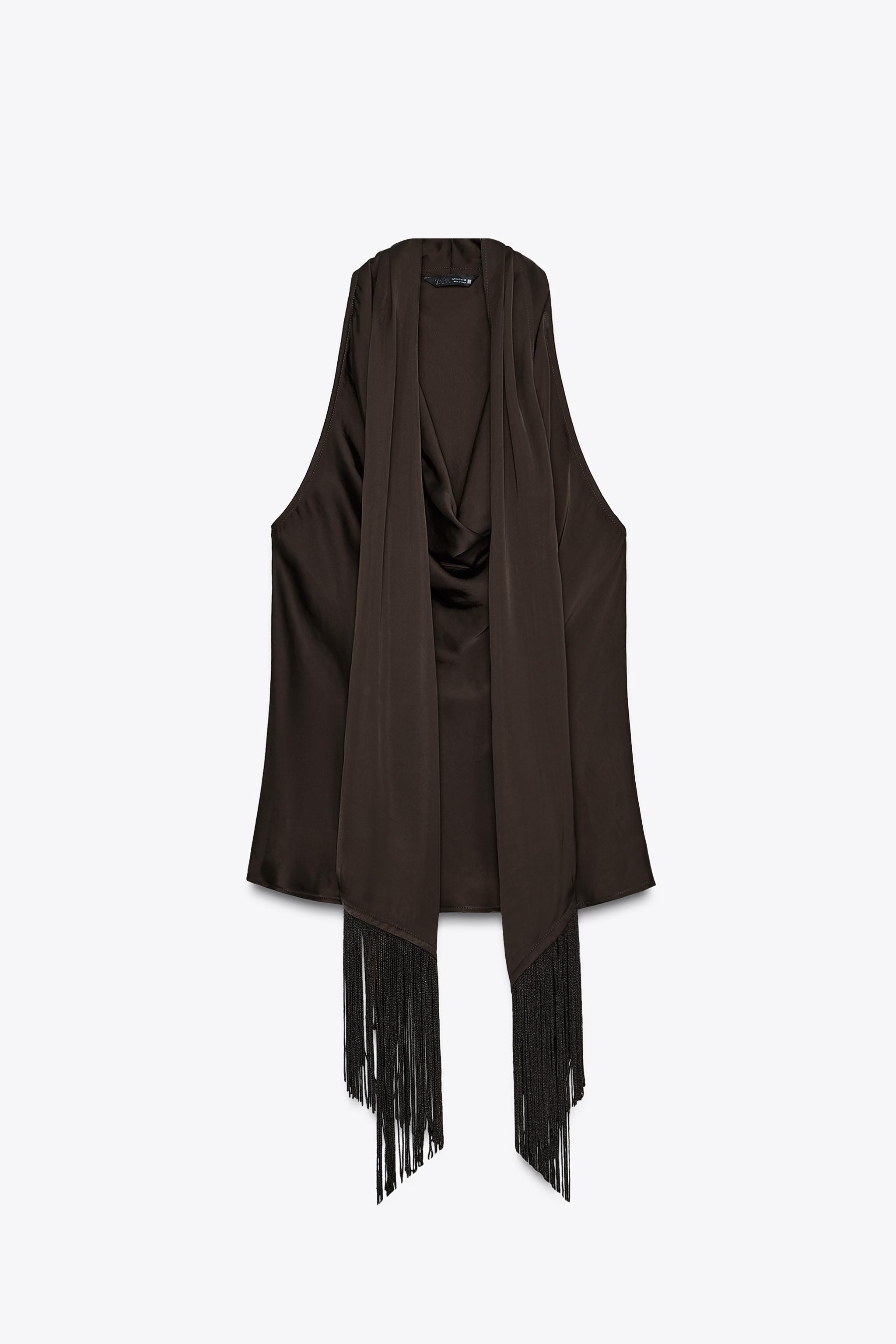 FRINGED SATIN EFFECT TOP | Zara US