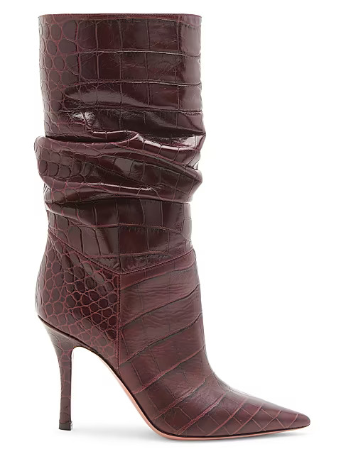 Ida Croc-Embossed Leather Booties | Saks Fifth Avenue
