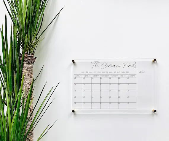 Personlized Acrylic Calendar For Wall || dry erase board lucite clear acrylic calendar minimalist... | Etsy (US)