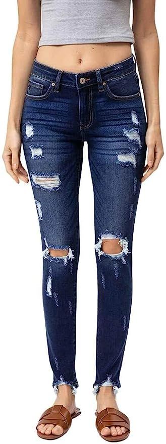 Kan Can Women's Mid Rise Super Skinny Jeans | Amazon (US)