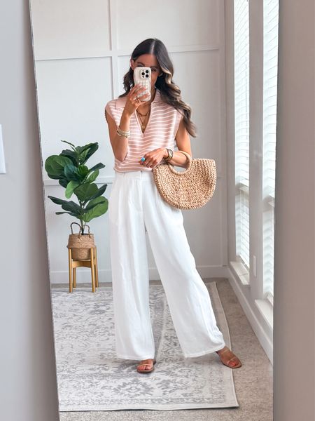 ✨Look expensive on a budget with this knit vest! It’s soft, stretchy and can be dressed up or down for any occasion. I’m wearing my true to size, small. 

Summer outfits | linen pants | white linen pants | shirt dress | vacation outfits | white dress 

#LTKStyleTip #LTKParties #LTKTravel