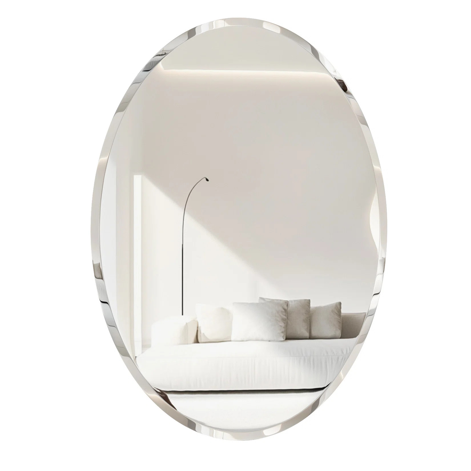 Minimalist Frameless Oval Decorative Wall Hanging Mirror Silver Vanity Mirror | Wayfair North America