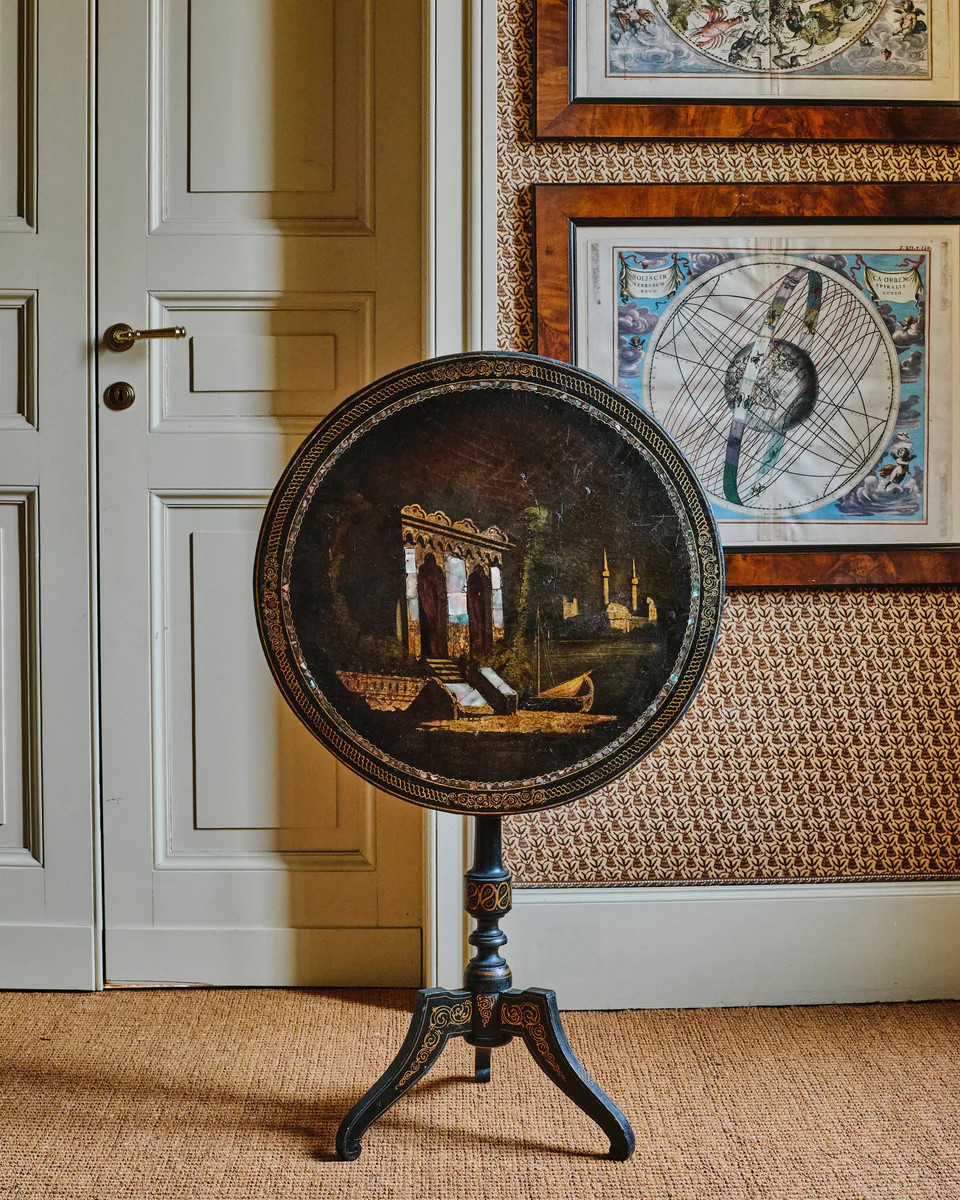 Italian Landscape Painted Tilt-Top Table | Cabana Magazine