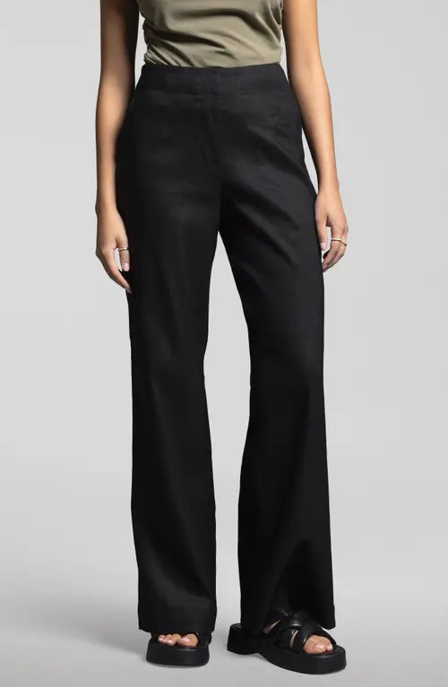 WEEKEND LOS ANGELES Luna Linen Blend Wide Leg Pants in Black at Nordstrom, Size Large | Nordstrom