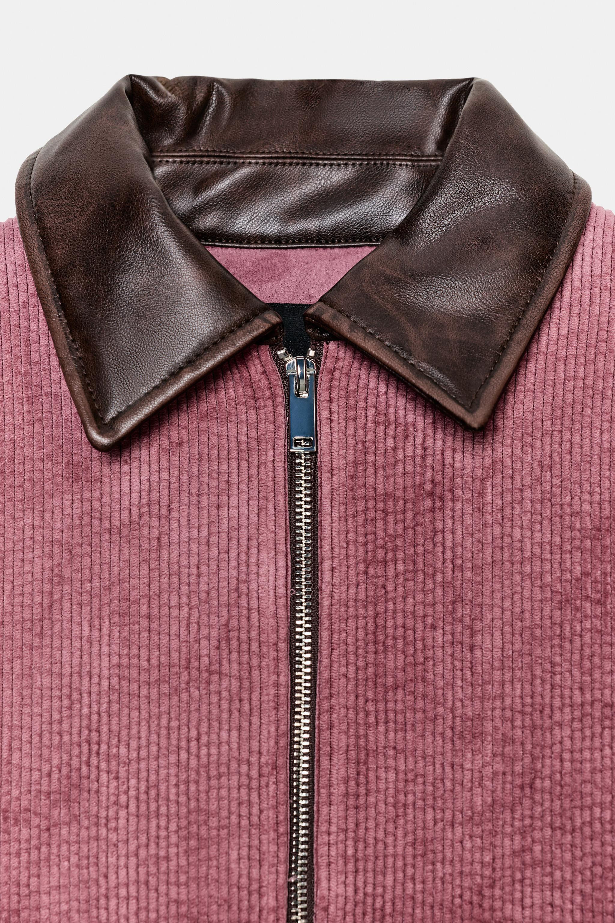 CORDUROY JACKET WITH FAUX LEATHER COLLAR | Zara US