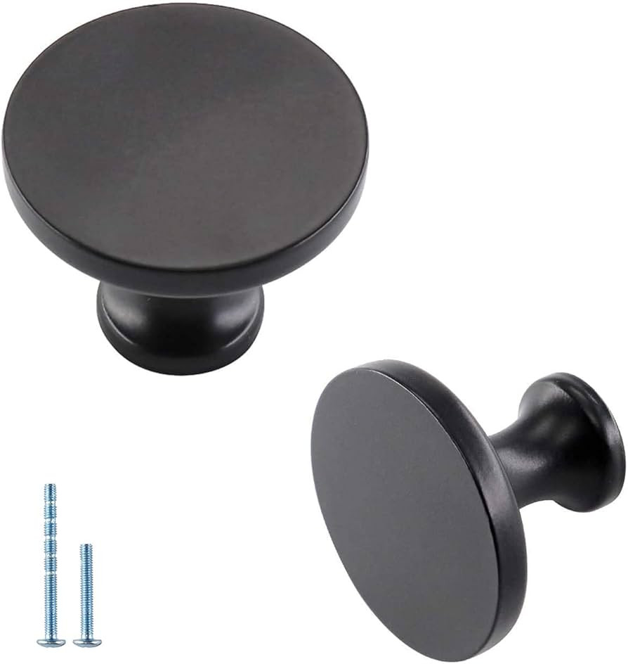 homdiy 10 Pack Matte Black Cabinet Knob Solid Drawer Knobs Round Knobs Modern Kitchen Cabinet Har... | Amazon (US)