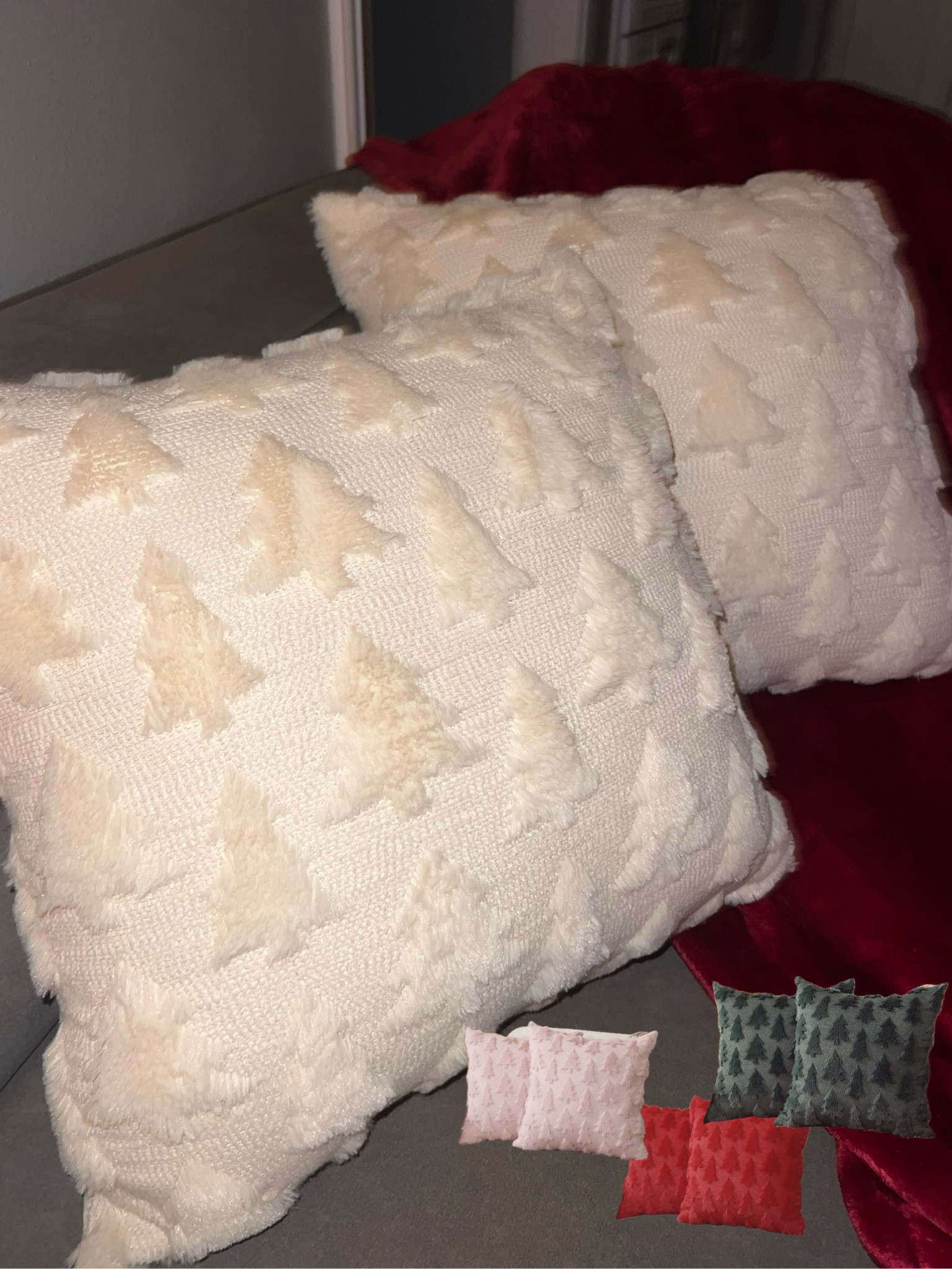 Actually impressed with how cozy & nice these Christmas Tree pillow cases turned out! 😍🎄 Have a 20x20 pillow in & it was super puffy so recommend going down to an 18x18! And many holiday colors to choose from! 🤍❤️💚🩵🩷🛋️ #ltkpillows #ltkchristmas #ltkholidaydecor #ltkhome 

#LTKFindsUnder50 #LTKHome #LTKHoliday