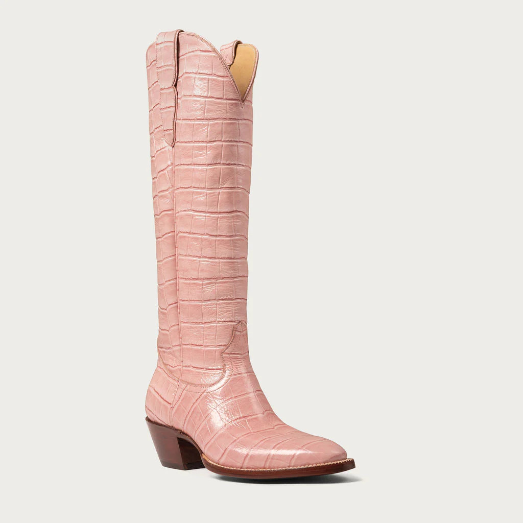 The Soho Boot Pink Croc | CITY Boots