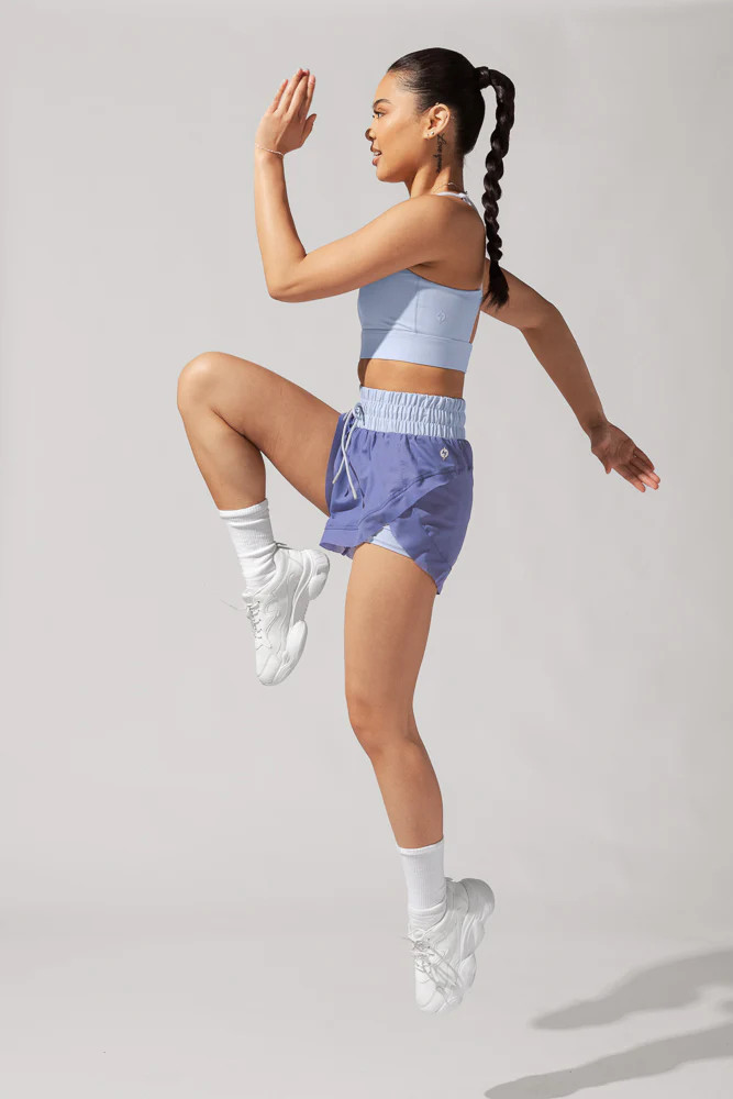 Cadence High Waist Mesh Run Short with Pockets - Periwinkle | POPFLEX