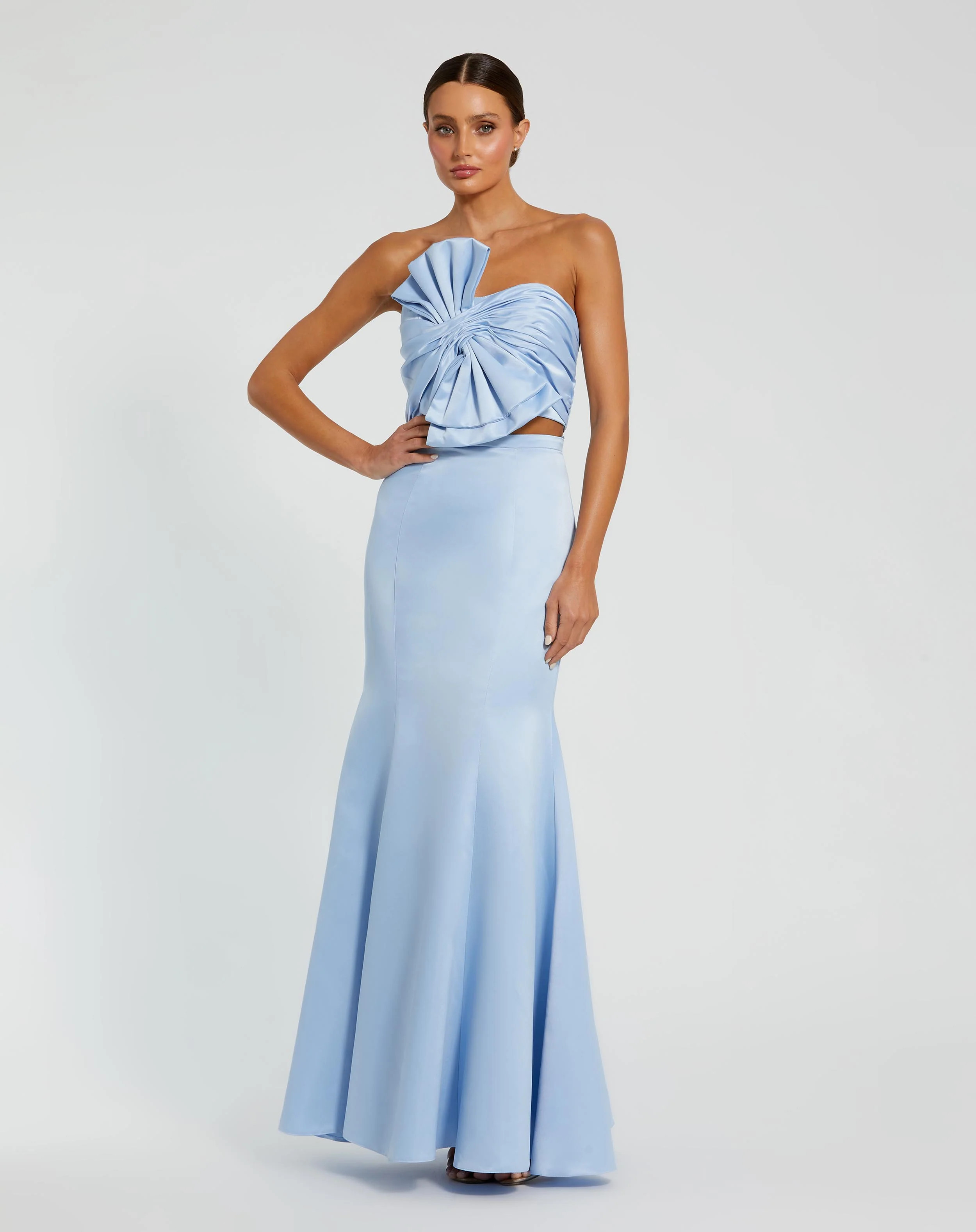 Blue Strapless Bow Top and Mermaid Skirt 2 Piece Set | Mac Duggal