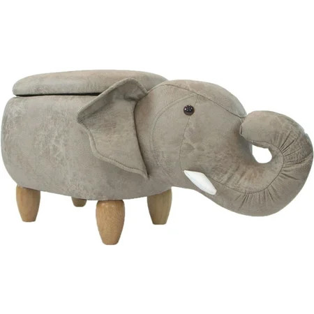 Critter Sitters 15-In Seat Height Tan Elephant Animal Shape Storage Ottoman Furniture for Nursery Be | Walmart (US)
