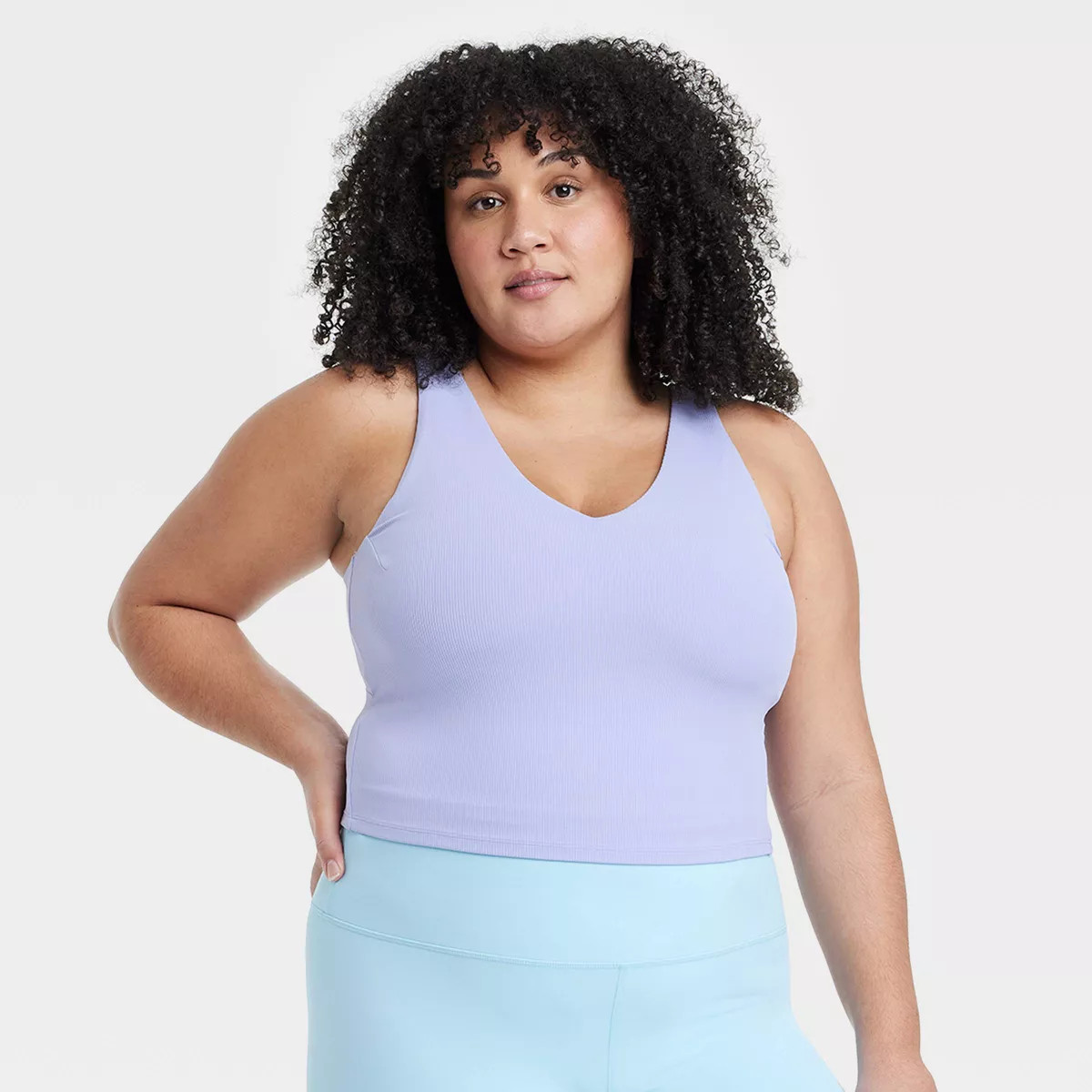 Women's Flex Light Support Rib V-Neck Crop Sports Bra - All In Motion™ | Target