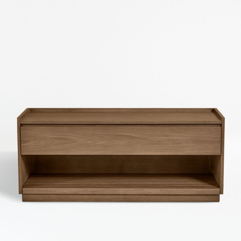 Batten Brown Oak Storage Bench + Reviews | Crate & Barrel | Crate & Barrel