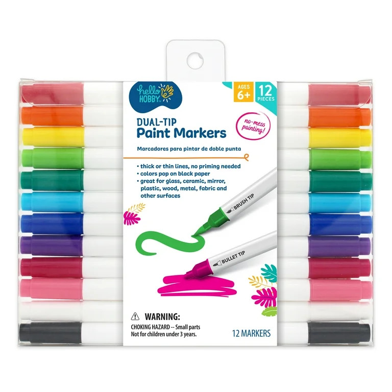 Hello Hobby  Detail Acrylic Paint Markers, 12 Count | Walmart (US)