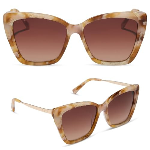 DIFF Becky II Designer Oversized Cat Eye Sunglasses for Women | Gilded Tortoise + Brown Gradient | UV400 Protection | Amazon (US)