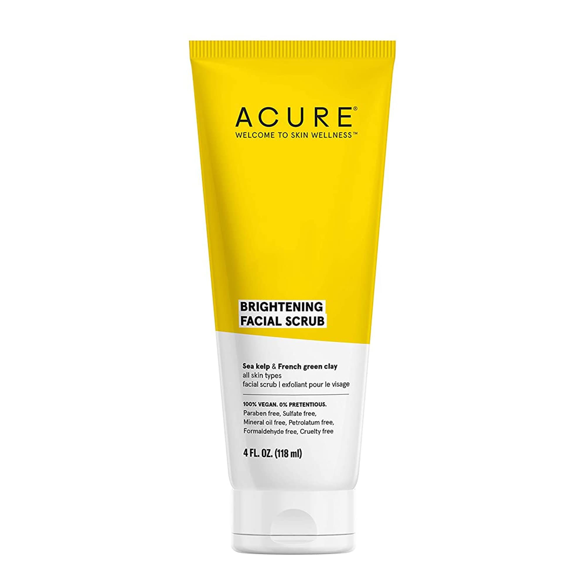 Acure Brightening Facial Scrub - 4 Fl Oz - All Skin Types, Sea Kelp & French Green Clay - Softens, D | Amazon (US)
