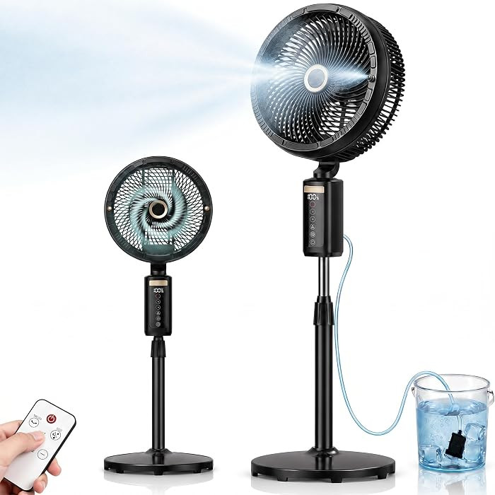 Ausic Outdoor Misting Fan for Patio, 30000mAh Rechargeable Battery Powered Cordless Pedestal Fan,... | Amazon (US)