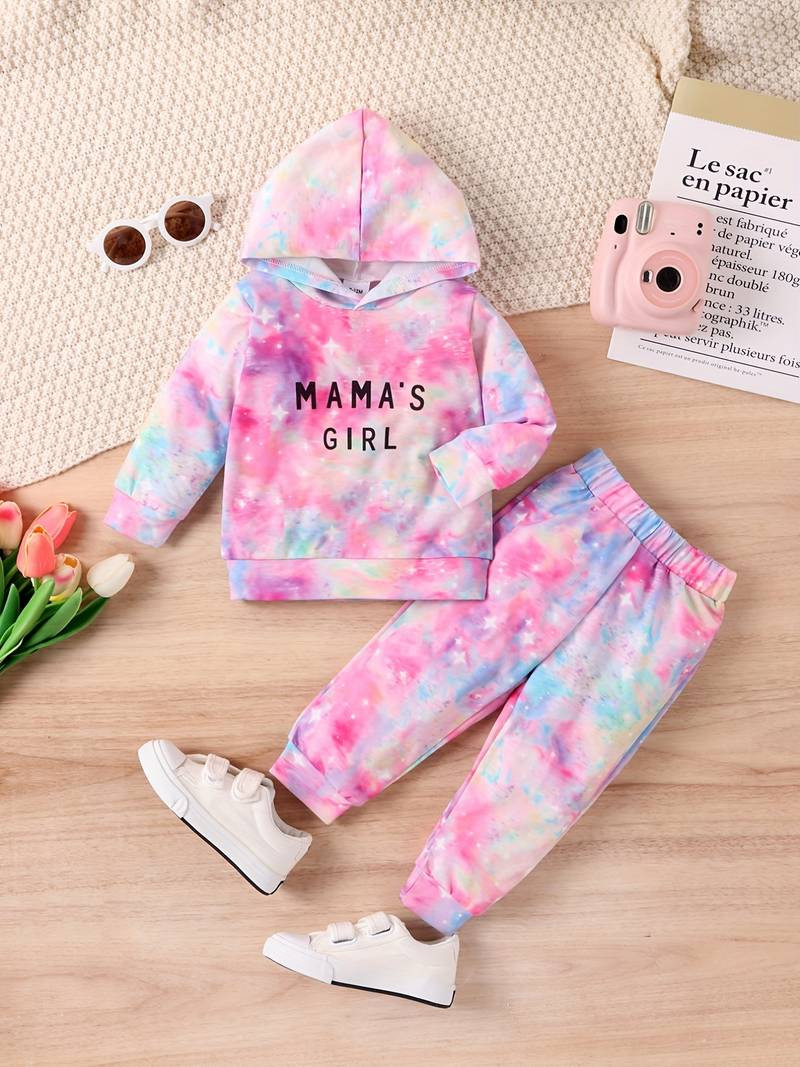 2pcs Girl's Nebula Tie-dye Outfit, Sweatshirt & Sweatpants Set, MAMA' GIRL Print Long Sleeve Top,... | Temu Affiliate Program