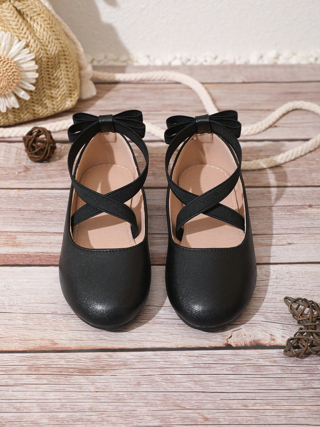 Black Elastic Strap Princess Shoes, Delicate And Clean, Comfortable And Soft, Suitable For All Se... | SHEIN