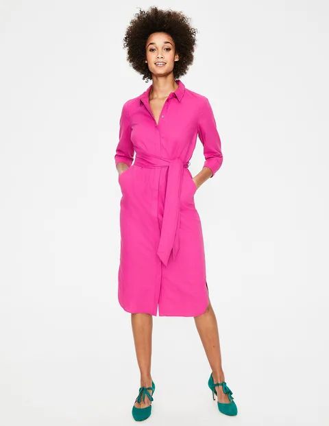 Freya Linen Shirt Dress Tickled Pink Women Boden | Boden (US)