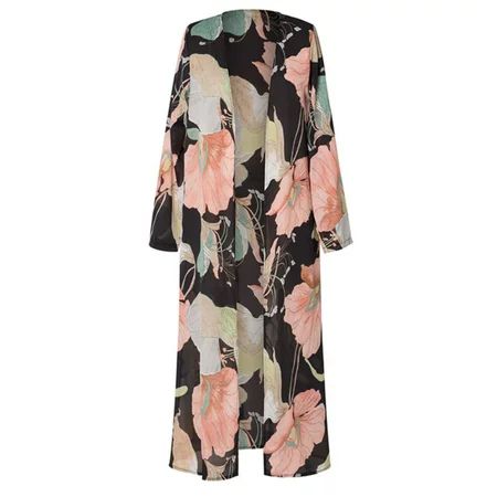 Womens Floral Kimono Cardigan Duster Long Wrap Shawl Boho Gypsy Loose Top Blouse | Walmart (US)