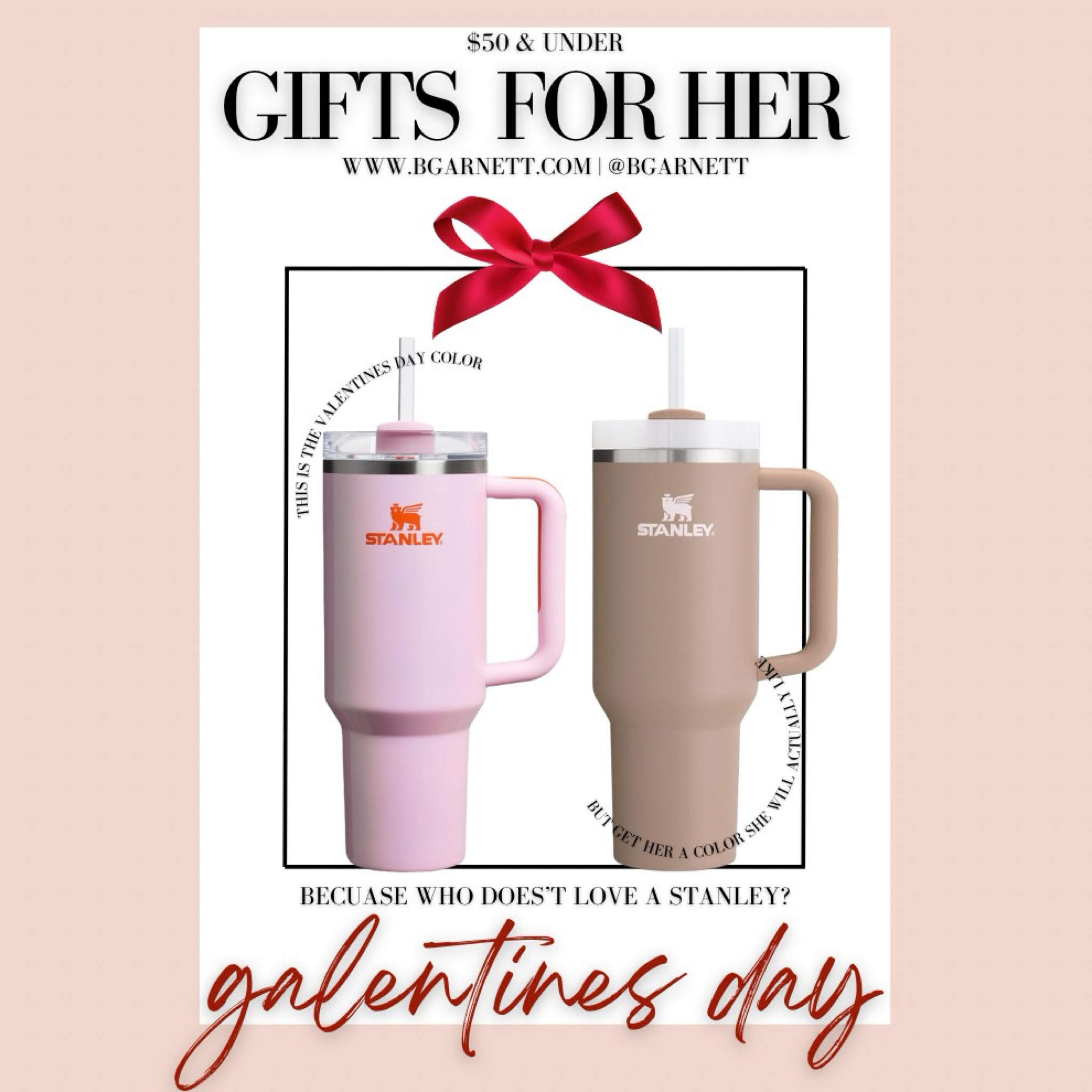 Galentine’s Day gift idea for your best bb  because I don’t know anyone who wouldn’t be thrilled to add another stanly to their collection. The Valentine’s Day collection this this pale pink and red & a purple bit I would get her which ever color you think she would love. Linked someone of my favorites. 

Galentine’s Day gift | Valentine’s Day’s gift idea | gifts for her | gift guide | Stanley cup 

#LTKFindsUnder50 #LTKWatchNow #LTKGiftGuide