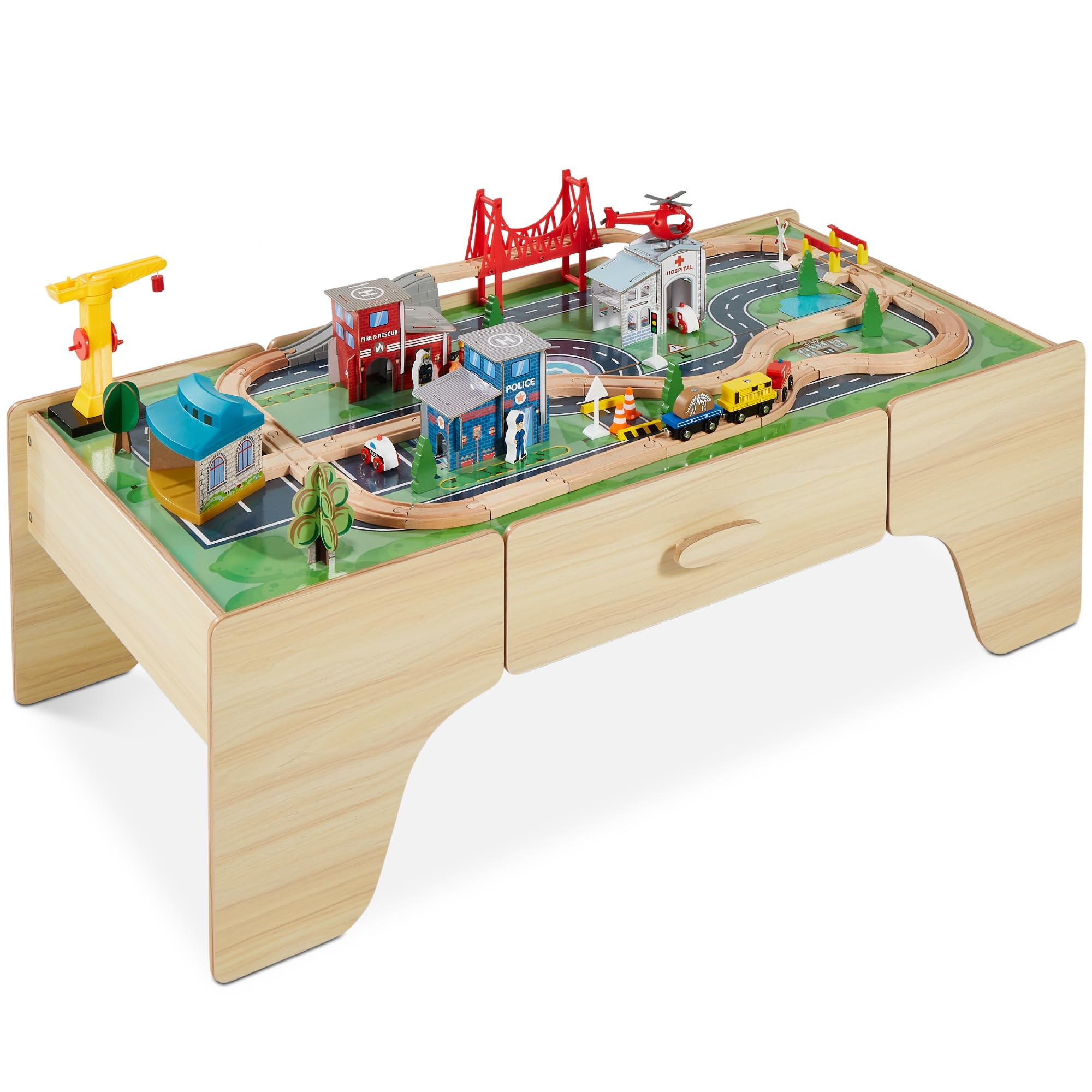 Best Choice Products Large 50in 70-Piece Train Table, Multipurpose Wooden Toy Activity Playset fo... | Amazon (US)