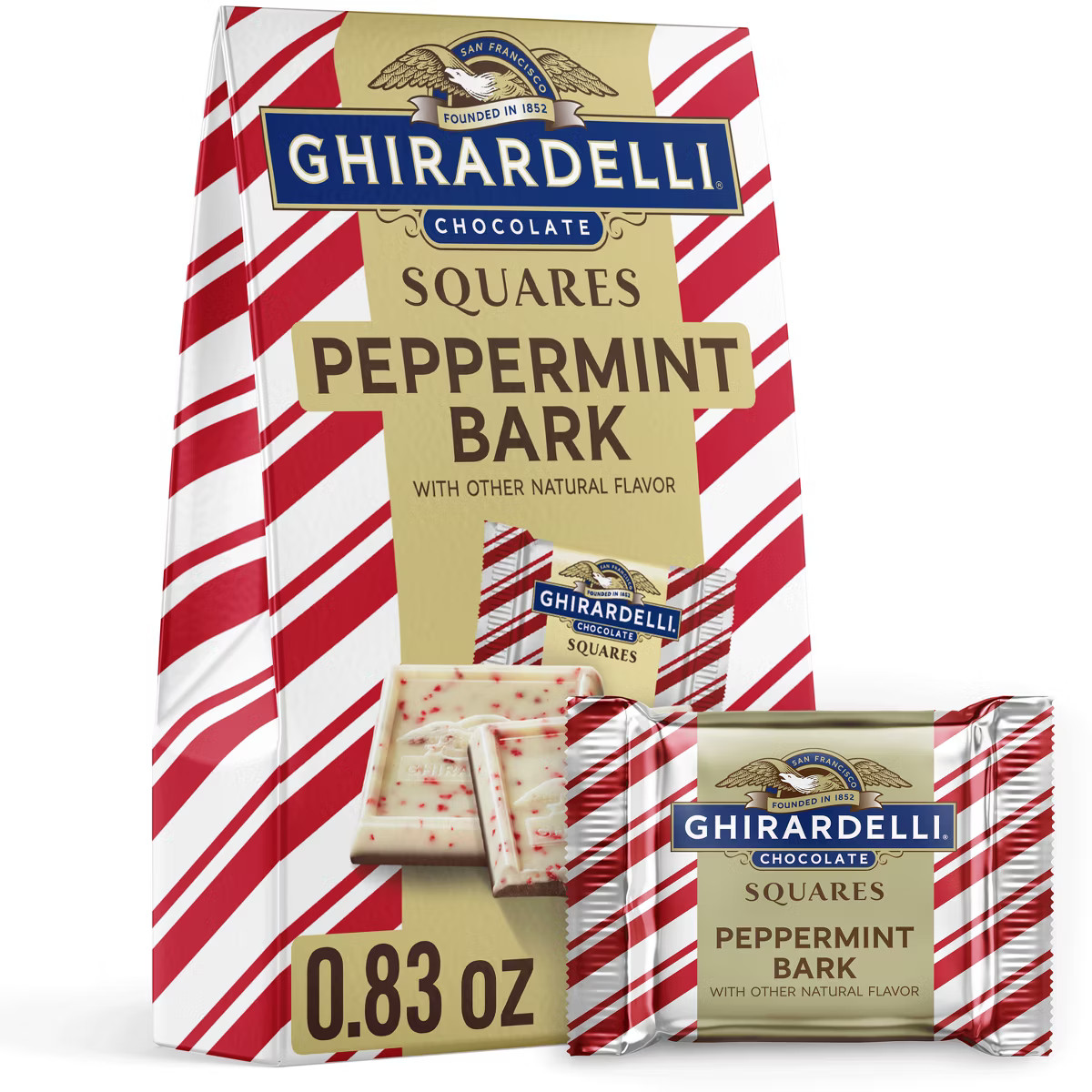 Ghirardelli Christmas Limited Edition Peppermint Bark Squares Small Bag - 0.83oz | Target