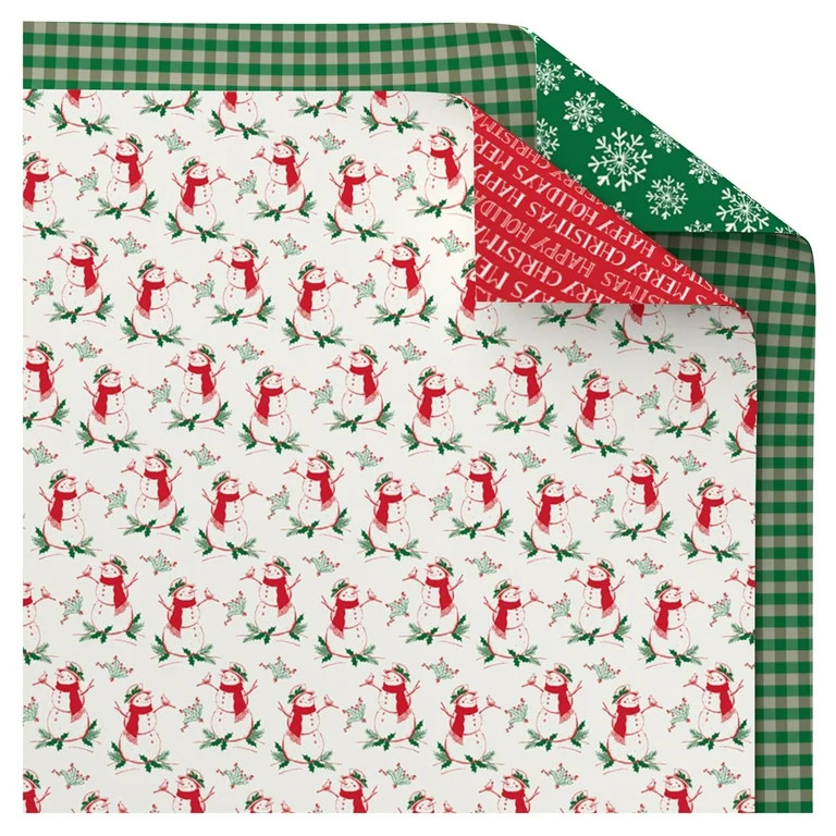 Green and Red Reversible Christmas Wrapping Paper, 90 sq ft, 2 Rolls, by Holiday Time | Walmart (US)
