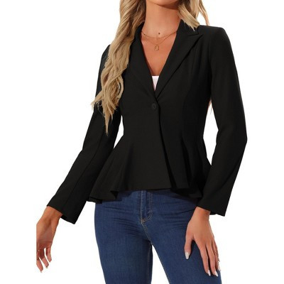 Allegra K Women's Dressy Single Button Business Casual Work Peplum Blazer Black Small | Target