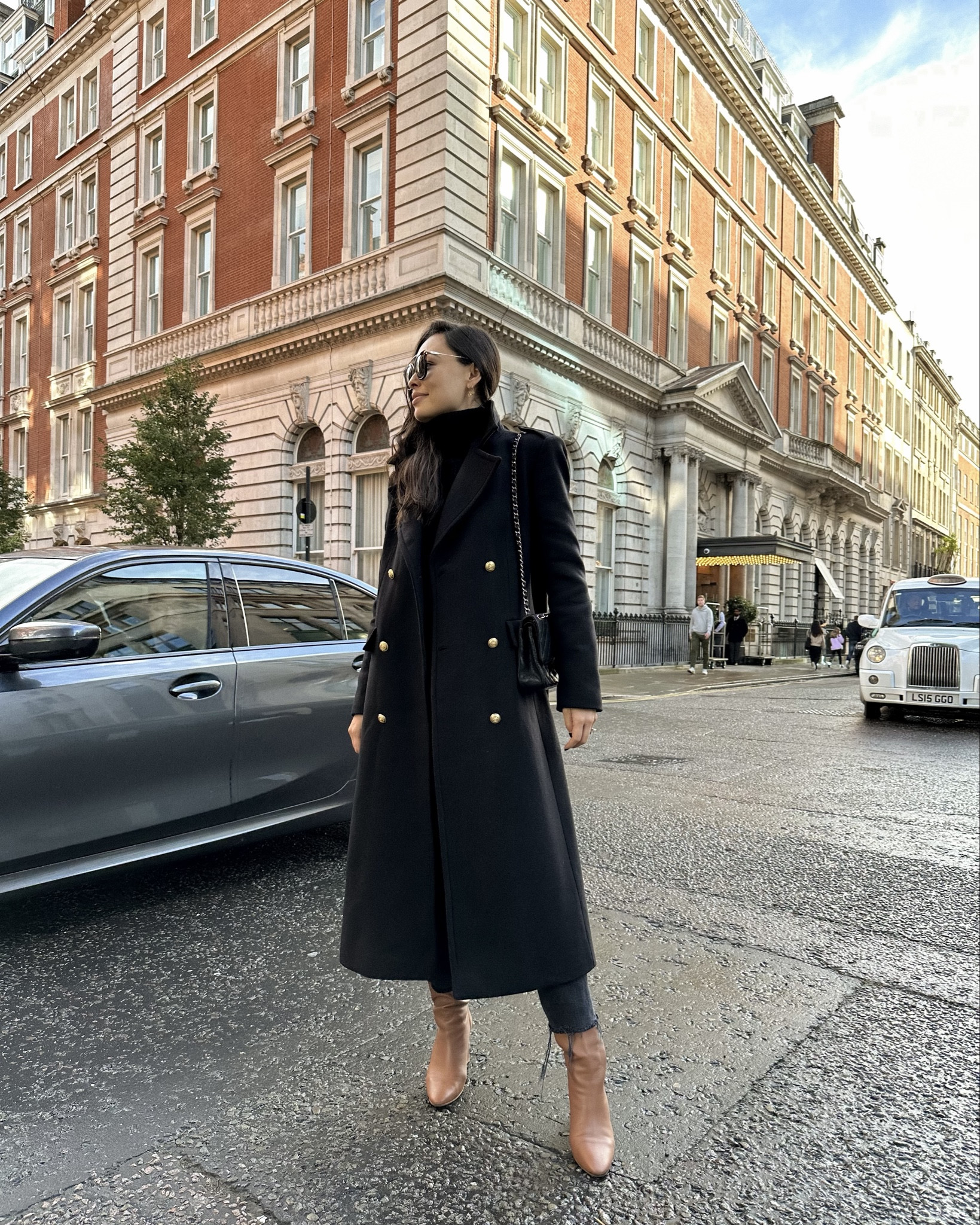 Black winter coat - old from Mango, Aquazzura brown booties, winter outfit. 

#LTKHoliday #LTKootd #LTKSeasonal