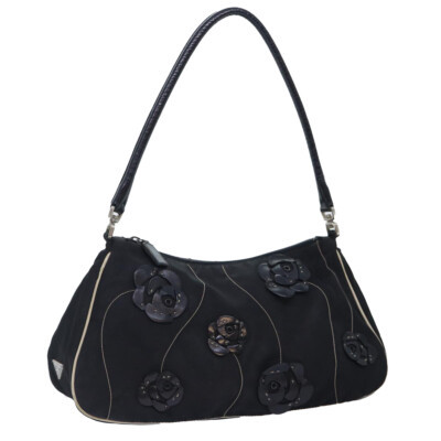 PRADA Shoulder Bag Nylon Black Silver Auth bs17913  | eBay | eBay US