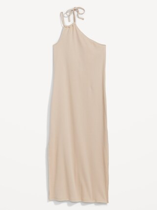 Fitted One-Shoulder Double-Strap Rib-Knit Midi Dress for Women | Old Navy (US)