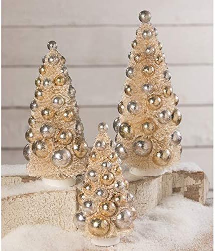 Bethany Lowe Designs LC9578 Silver & Gold Bottle Brush Trees Set of 3 | Amazon (US)