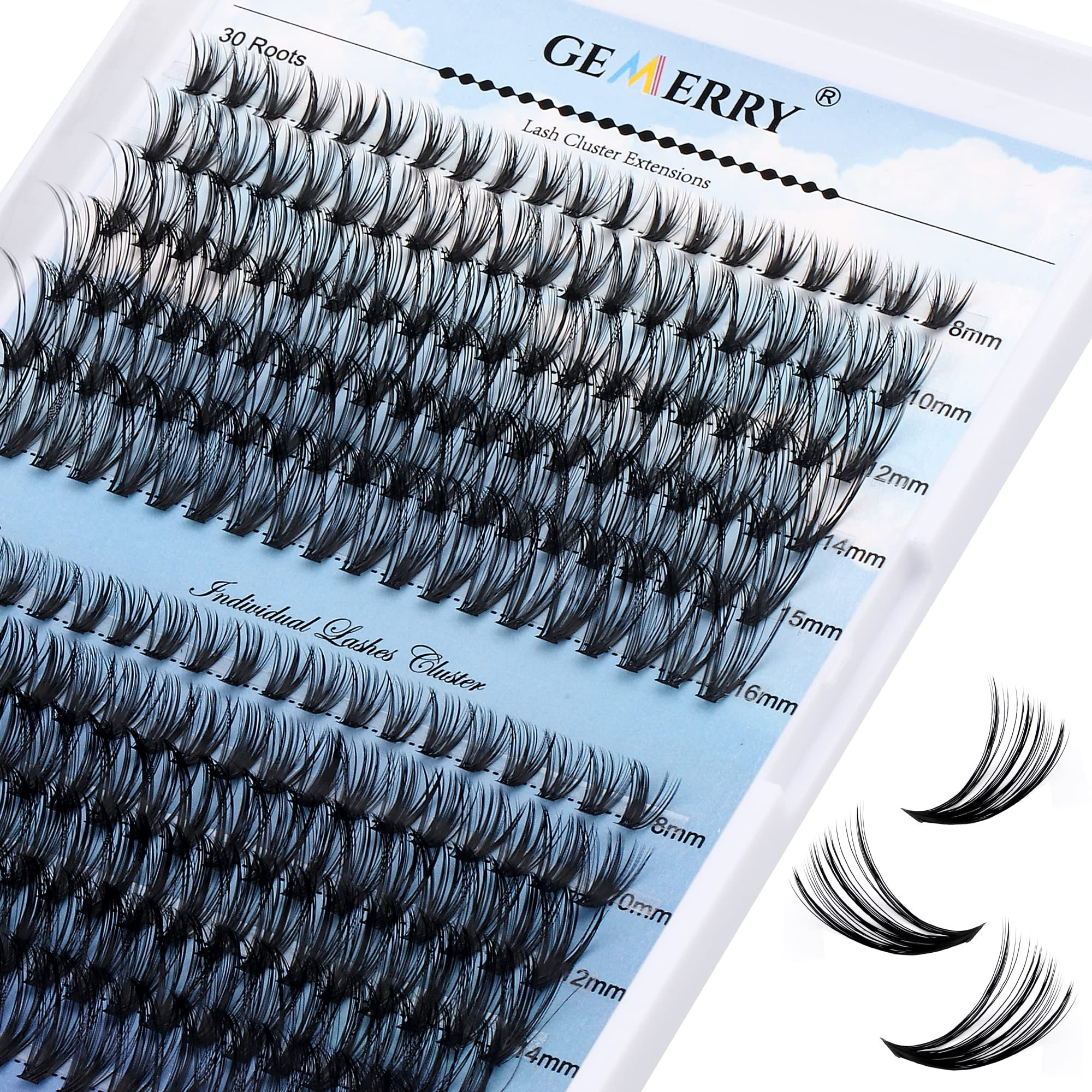 GEMERRY Individual Lashes 240pcs Large Tray 0.07mm 30P/40P C Curl Mix 8-16mm Lash Clusters Soft&F... | Amazon (US)