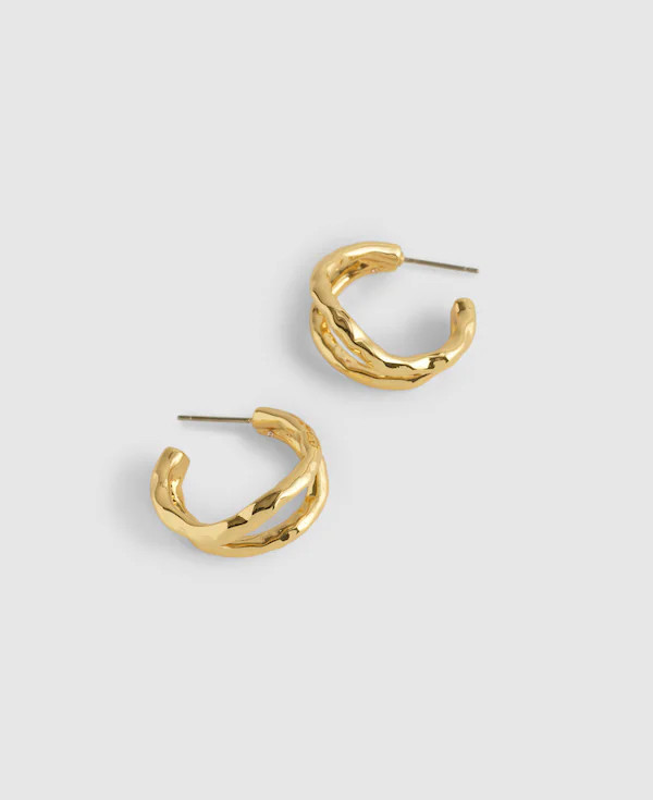 Hammered Sculptural Double-Hoop Earrings | Madewell