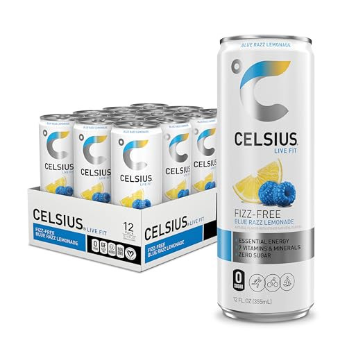CELSIUS Fizz Free Blue Razz Lemonade, Sugar Free Energy Drink, 12 Fl Oz (Pack of 12) | Amazon (US)
