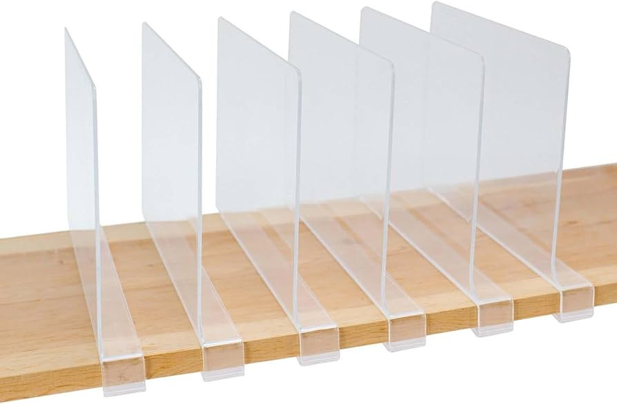 Purse Storage Organizer for Closet – Clear Acrylic Shelf Dividers with Grippy Pads – Multi-Pu... | Amazon (US)